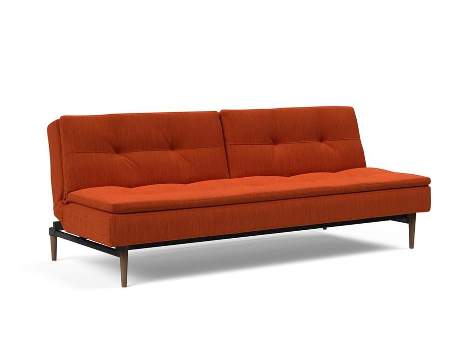 DUBLEXO SLEEPER SOFA in ELEGANCE PAPRIKA FABRIC WITH Dark Wood LEGS 506 by INNOVATION USA