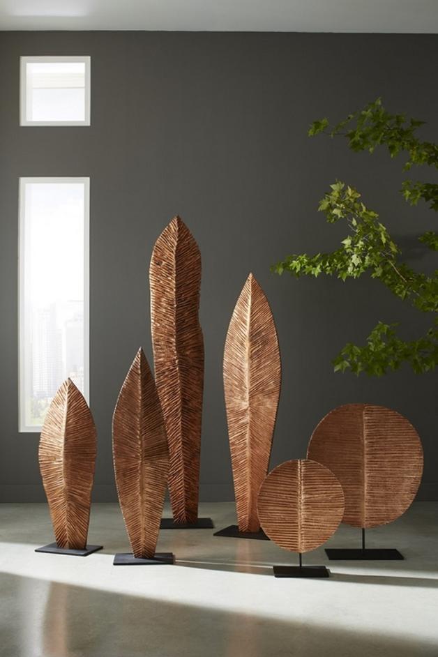 Carved Round Leaf on Metal Stand, Large by PHILLIPS COLLECTION