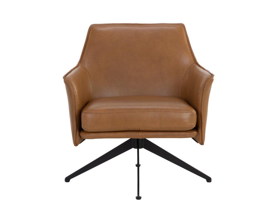 CROSBY SWIVEL LOUNGE CHAIR - MISSOURI COGNAC LEATHER by Sunpan
