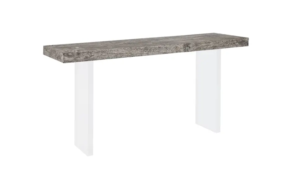 Floating Console Table, Gray Stone Finish, Acrylic Legs by PHILLIPS COLLECTION
