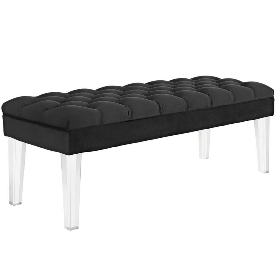 Percival Performance Velvet Bench In Black by Modway Furniture