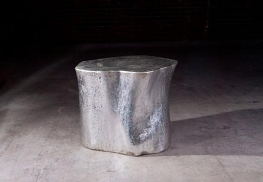 Log Table w/Glass, Silver Leaf by PHILLIPS COLLECTION