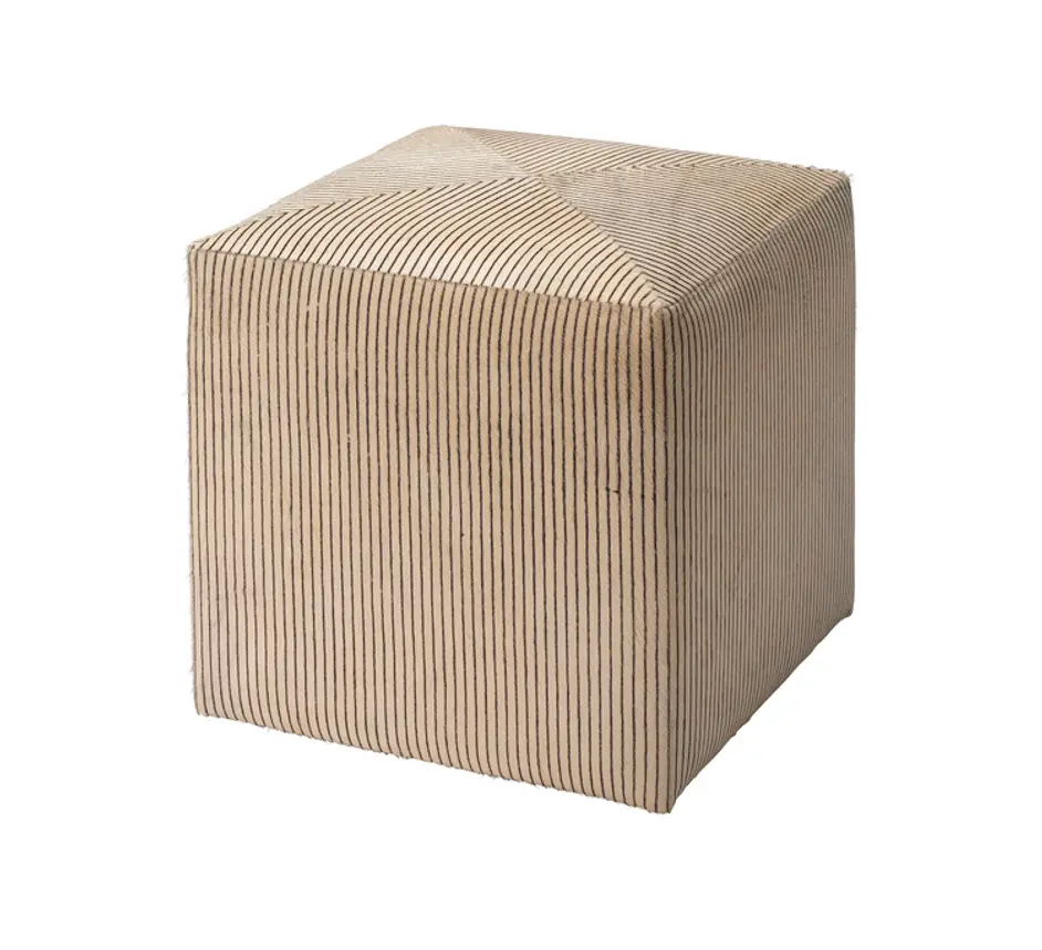 Pinstripe Hide Ottoman, Small by Jamie Young