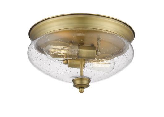 Amon 2 Light Flush Mount in Heritage Brass Finish by Z-Lite