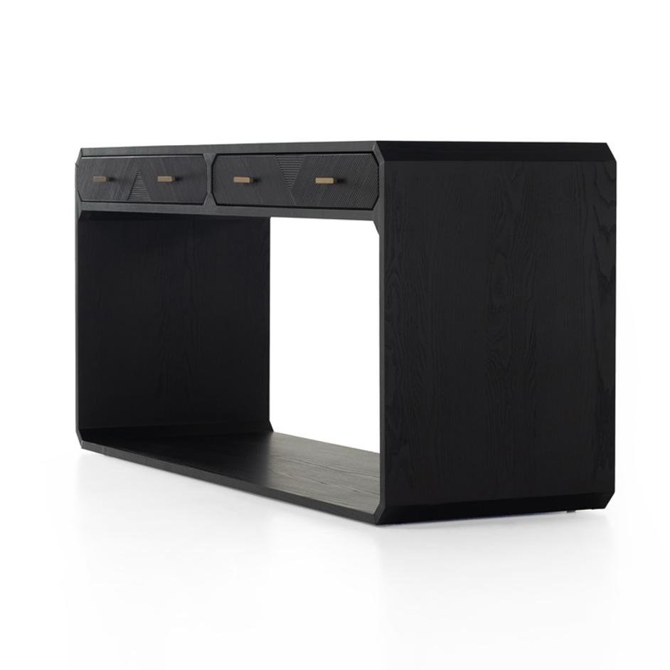 Caspian Console Table In Black Ash by FOUR HANDS