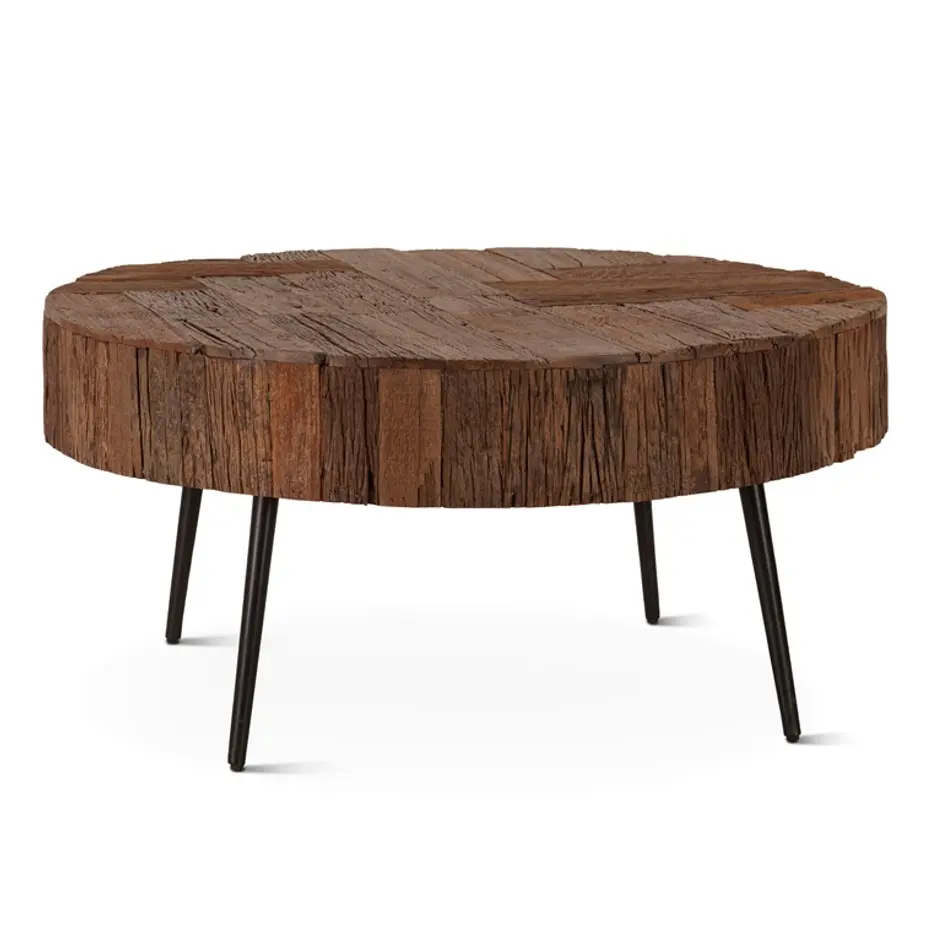 Jaipur 38" Round Coffee Table in Reclaimed Wood by Home Trends & Design