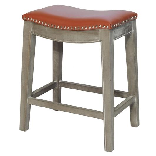 Elmo KD Bonded Leather Counter Stool Mystique Gray Frame, Pumpkin by New Pacific Direct