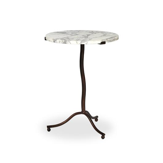 Sophie End Table in Veined White Marble by FOUR HANDS