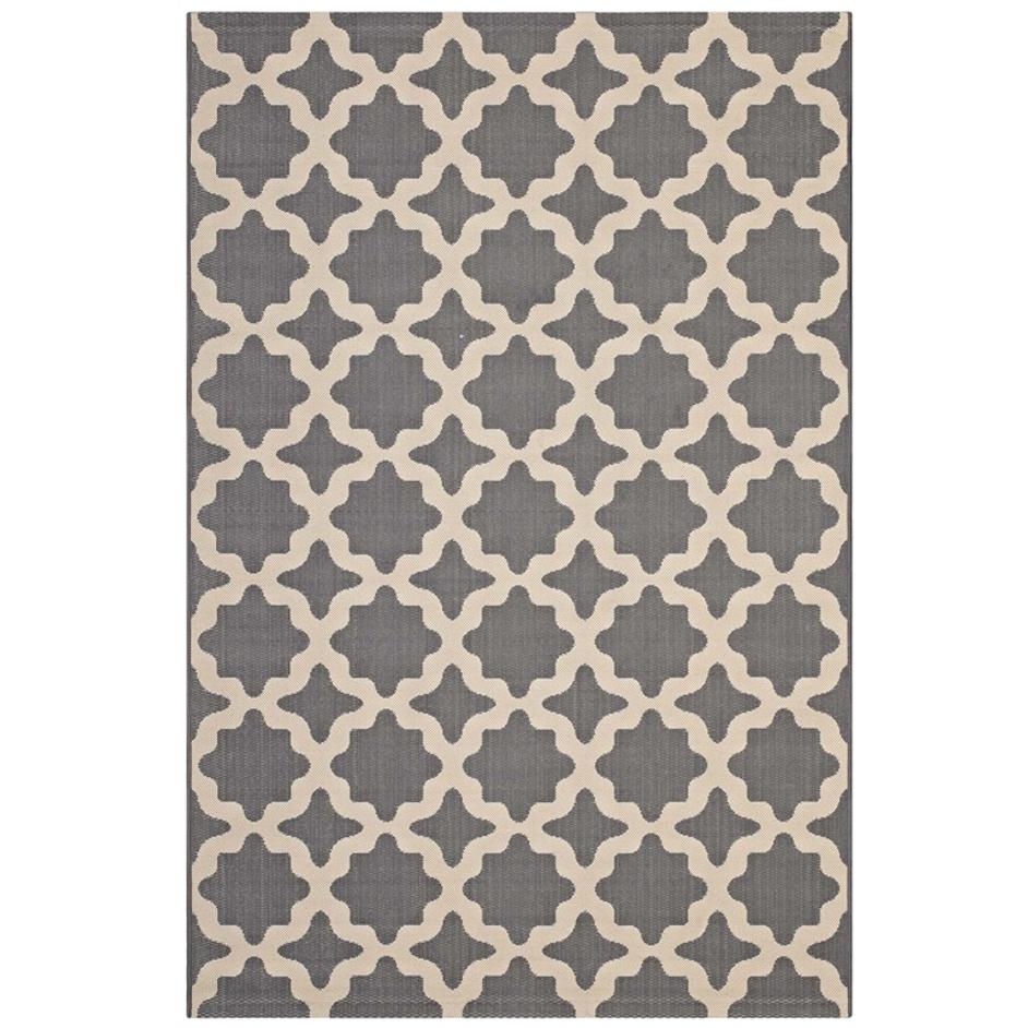 Selena Moroccan Trellis 9X12 Indoor And Outdoor Area Rug In Gray And Beige by Modway Furniture