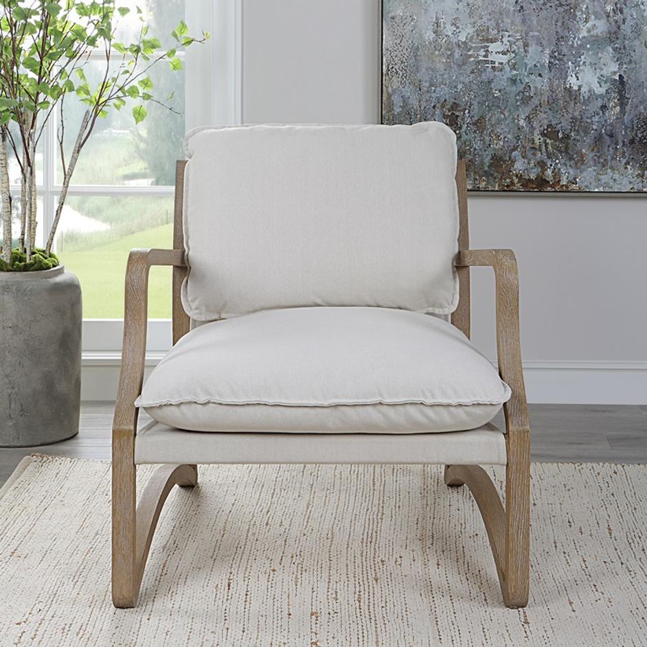 Melora Solid Oak Accent Chair by Uttermost