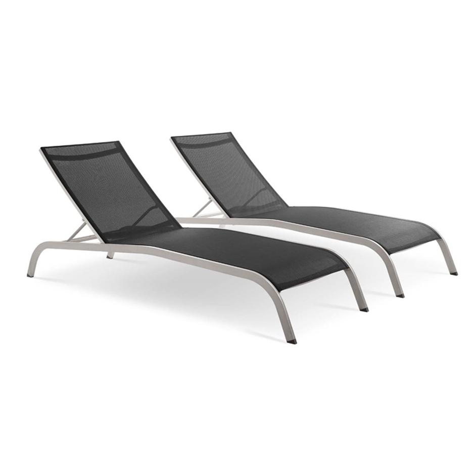 Renae Outdoor Patio Mesh Chaise Lounge Set Of 2 In Black by Modway Furniture