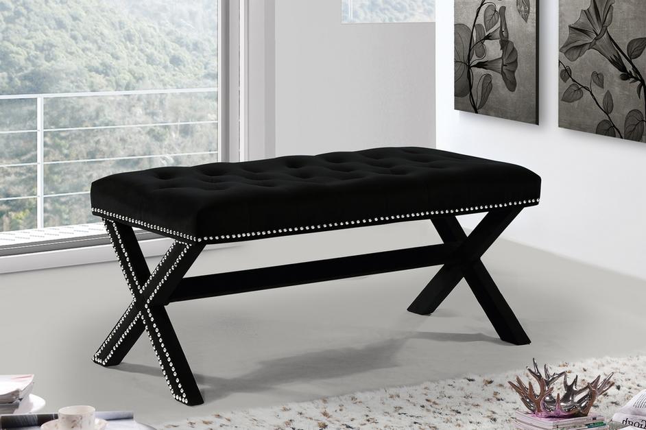 Herbert Bench In Black Velvet by Meridian Furniture