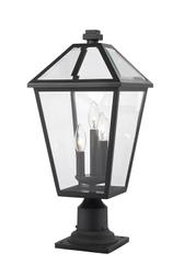 Talbot 3 Light Outdoor Pier Mounted Fixture in Black Finish by Z-Lite