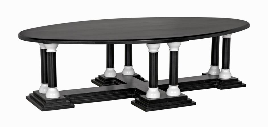 Desoto Coffee Table, Hand Rubbed Black and Solid White by Noir Furniture