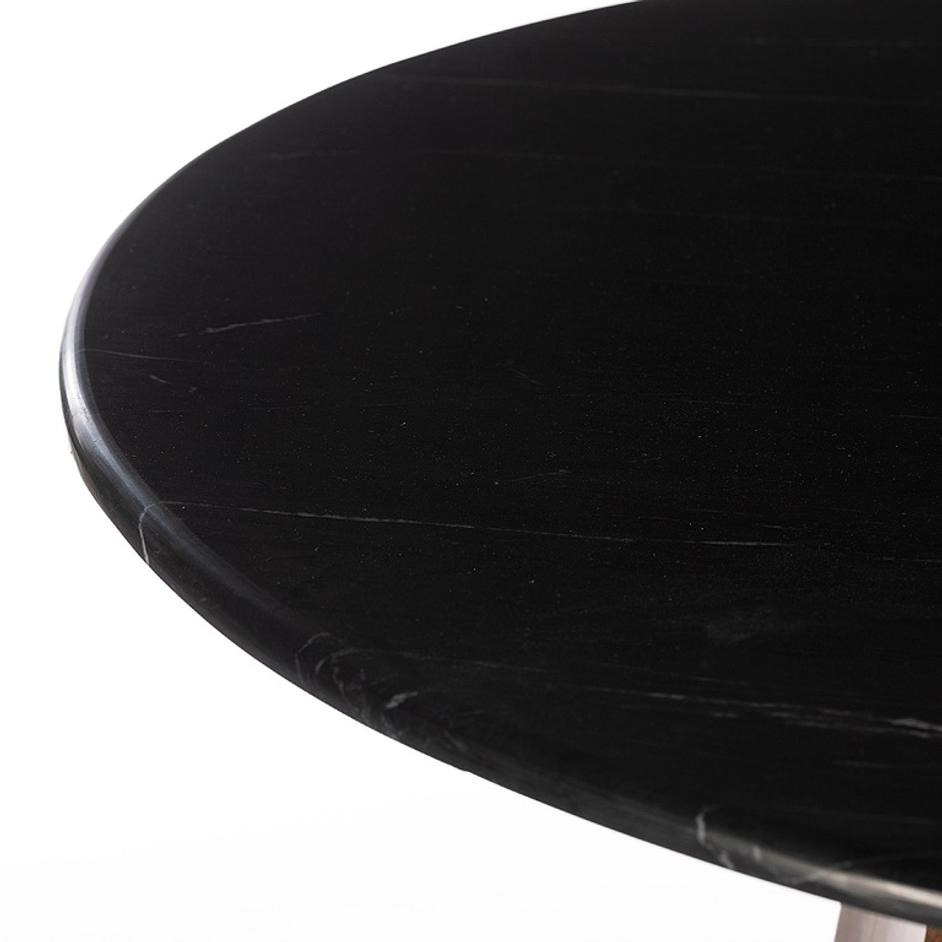 Palermo 47" Black Marble Round Dining Table, Matte Brown by Home Trends & Design