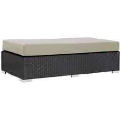Minerva Outdoor Patio Fabric Rectangle Ottoman In Espresso Beige by Modway Furniture