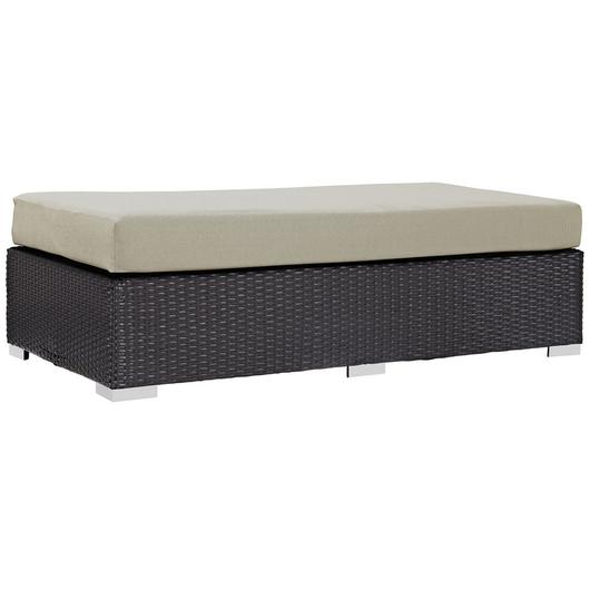 Minerva Outdoor Patio Fabric Rectangle Ottoman In Espresso Beige by Modway Furniture