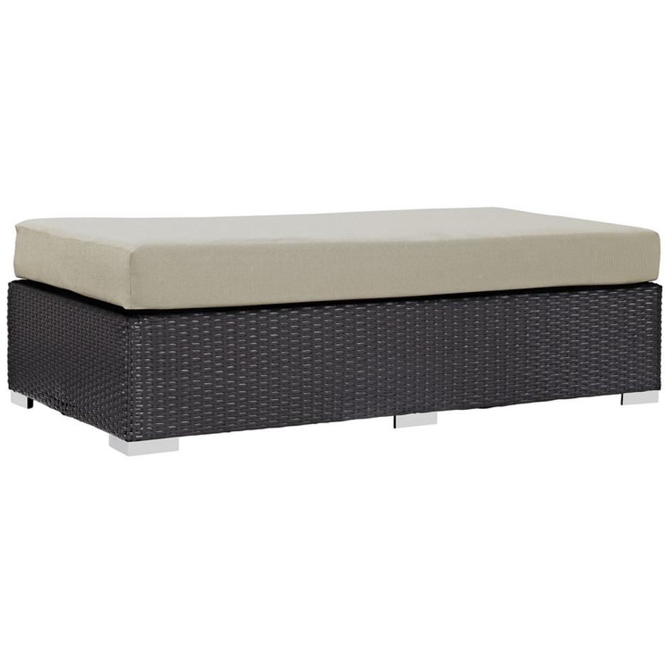 Minerva Outdoor Patio Fabric Rectangle Ottoman In Espresso Beige by Modway Furniture