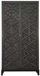 Maharadscha Hutch in Pale Mahogany and Veneer with Matte Black Industrial Steel Base and Brass Pulls by Noir Furniture