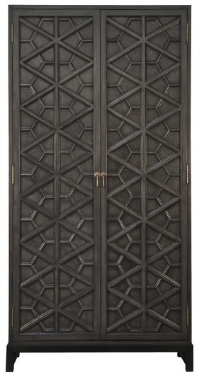 Maharadscha Hutch in Pale Mahogany and Veneer with Matte Black Industrial Steel Base and Brass Pulls by Noir Furniture