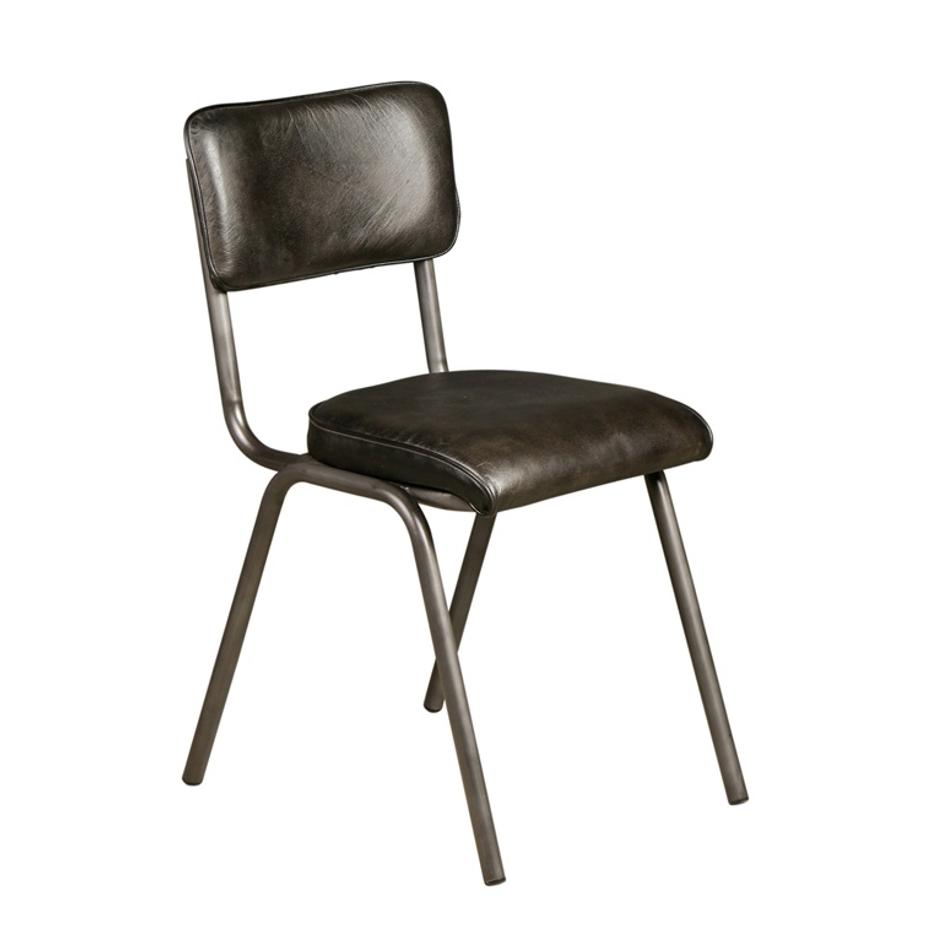 Bill 17" Ebony Leather and Iron Dining Chair by Home Trends & Design