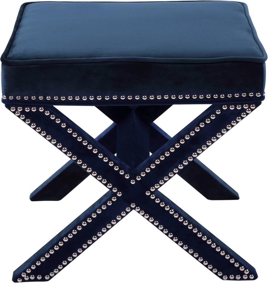 Alan Ottoman/Bench In Navy Velvet by Meridian Furniture