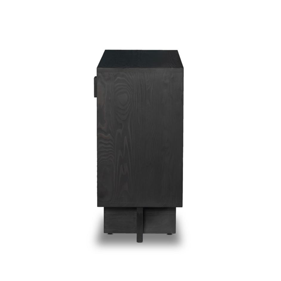 Levon Bar Cabinet In Black Woven Rod Cane by FOUR HANDS