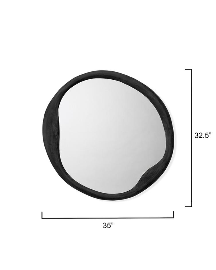 Organic Metal Round Wall Mirror, Antique Grey by Jamie Young