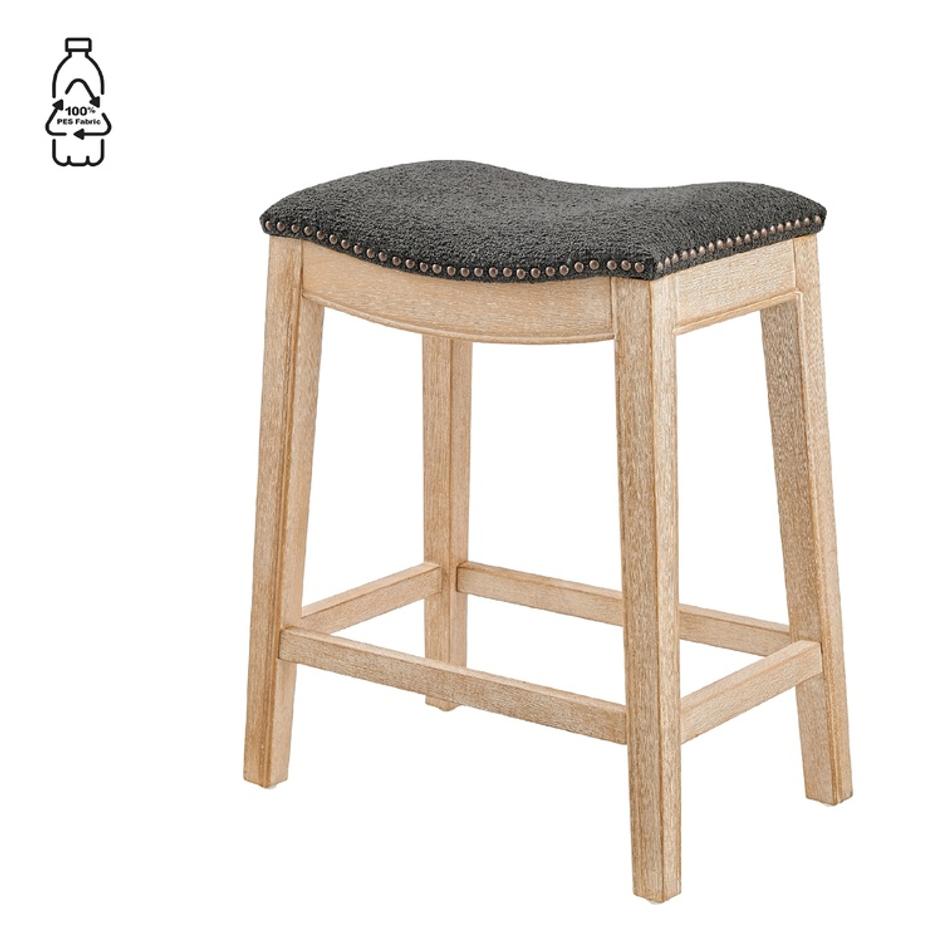 Elmo KD Fabric Counter Stool, Palladian Charcoal by New Pacific Direct