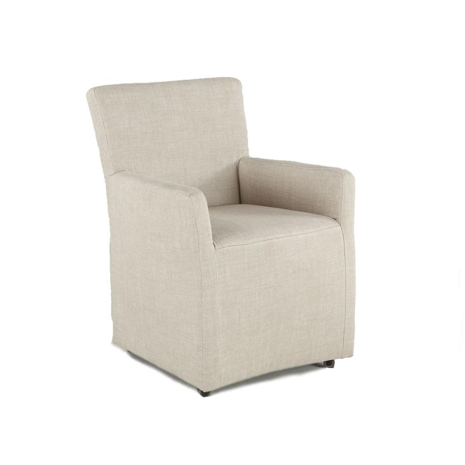 Peabody Off-White Linen Wheeled Armchair by Home Trends & Design