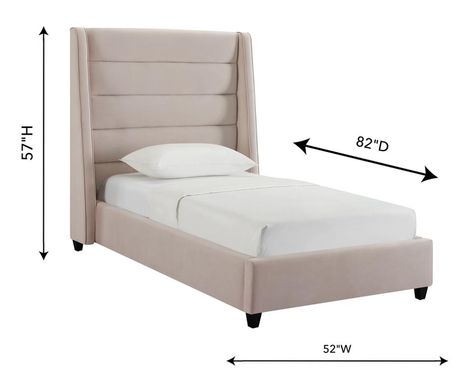 Koah Blush Velvet Bed in Twin by tov furniture