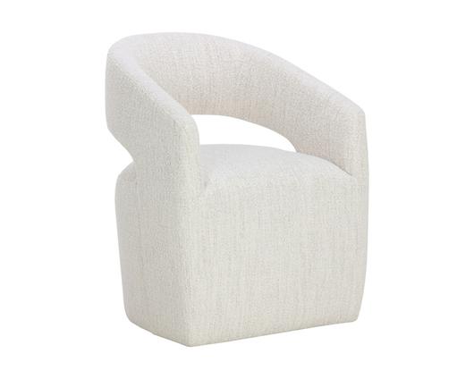 LLORET WHEELED DINING ARMCHAIR - MERINO PEARL by Sunpan