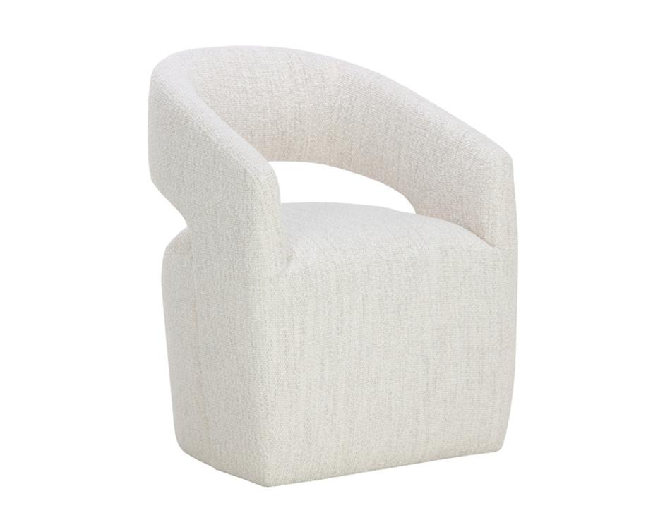 LLORET WHEELED DINING ARMCHAIR - MERINO PEARL by Sunpan