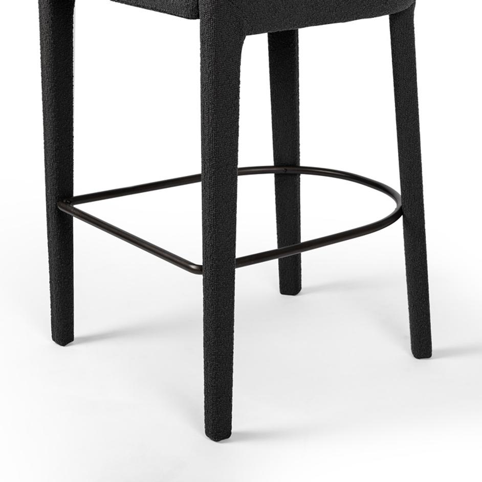 Hawkins Stool In Fiqa Boucle Charcoal In Bar by FOUR HANDS