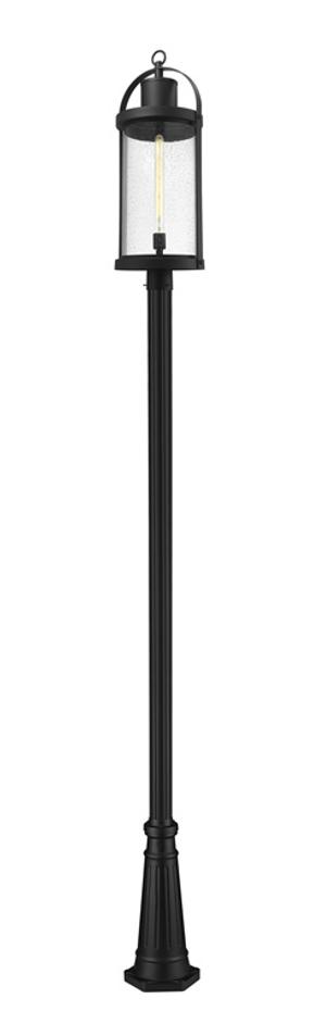 Roundhouse 1 Light Outdoor Post Mounted Fixture in Black Finish by Z-Lite