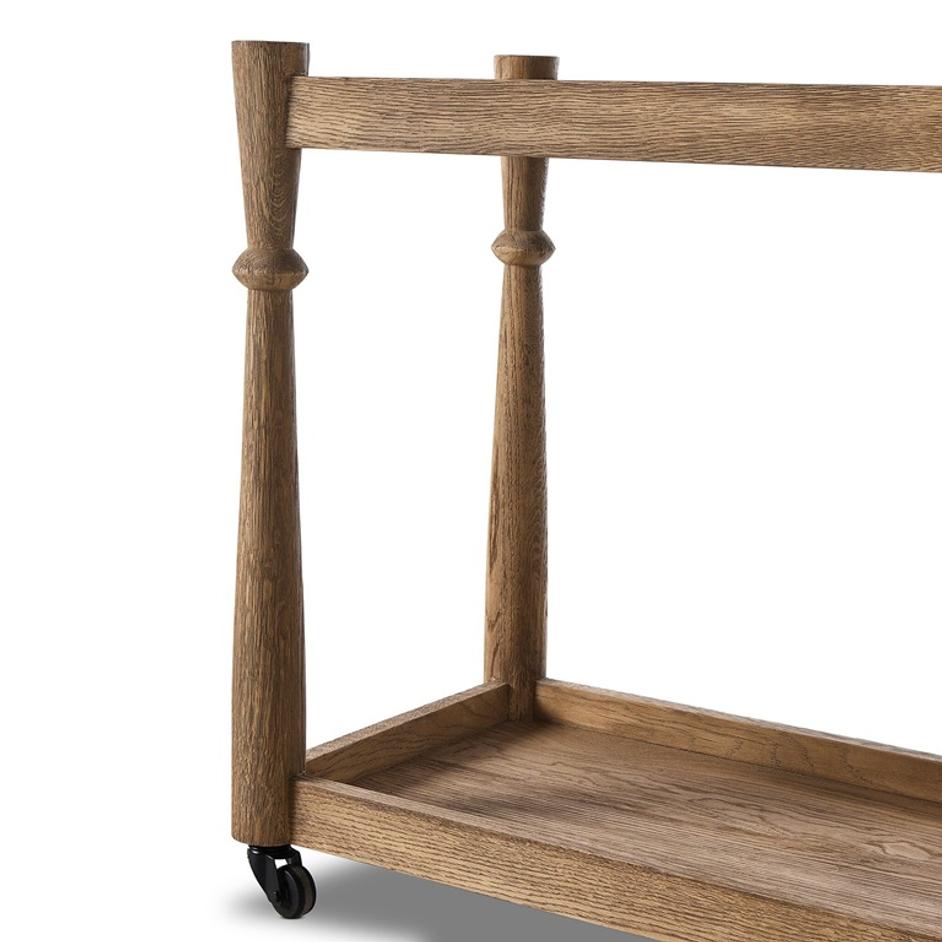 Alamosa Bar Cart In Light Wash Oak by Four Hands