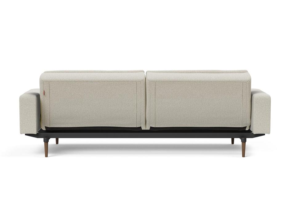 DUBLEXO SLEEPER SOFA W/ARMS in MIXED DANCE NATURAL FABRIC WITH Dark Wood LEGS 527 by INNOVATION USA