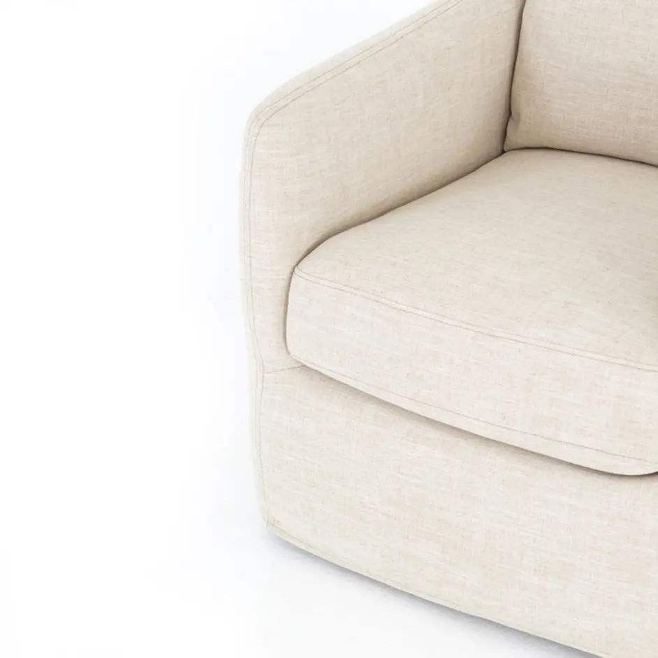 Banks Swivel Chair In Cambric Ivory by FOUR HANDS