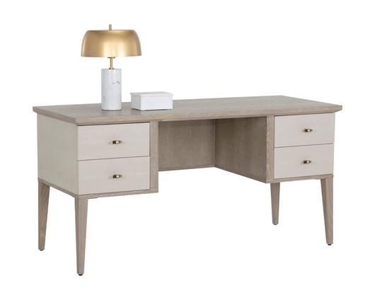 PATTINSON DESK - WHITE CERUSE - OYSTER SHAGREEN by Sunpan