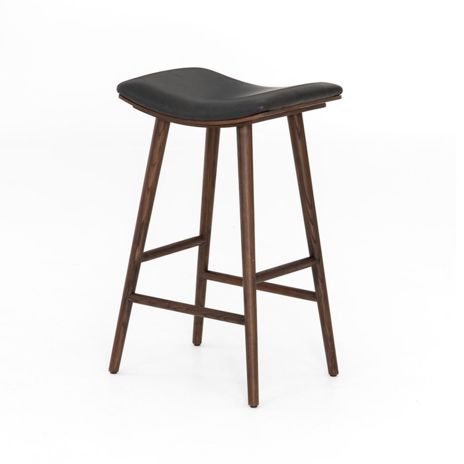 Union Saddle Bar Stool-Dist Black by FOUR HANDS