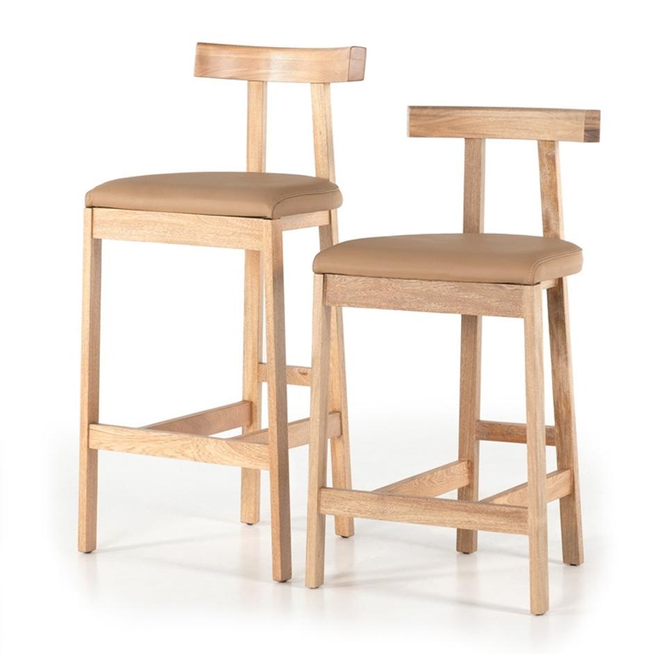 Tex Bar + Counter Stool - Natural Leather by Four Hands