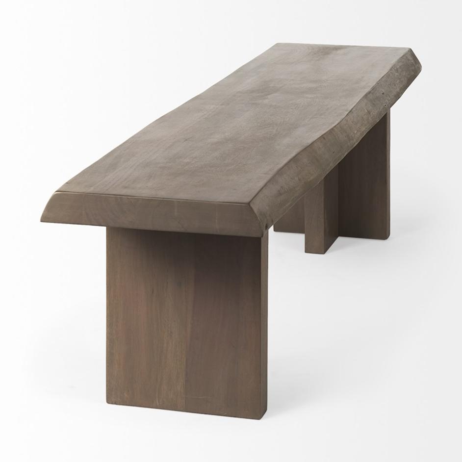 Konstantin 70.0 x 18.0 x 18.0 Medium Brown Wood W/ Live Edge Bench by Mercana