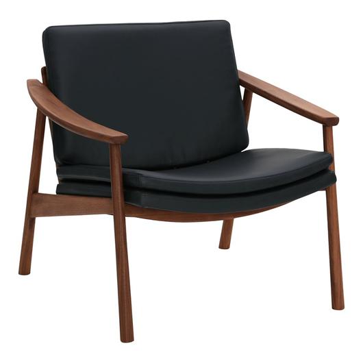HARLOWE LEATHER LOUNGE CHAIR PEBBLED BLACK by Moes Home