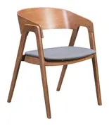 Alden Dining Arm Chair (Set of 2) Walnut & Dark Gray by Zuo Modern