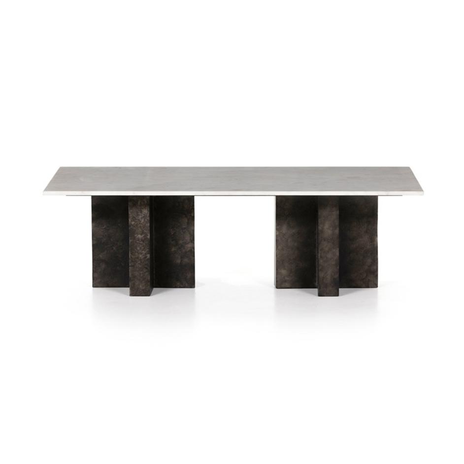 Terrell Coffee Table - Polished White Marble by Four Hands