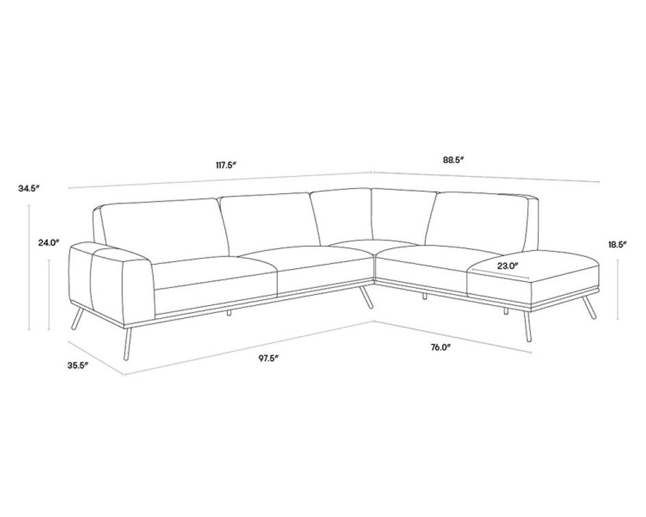 BRANDI SOFA CHAISE - RAF - CAMEL LEATHER by Sunpan