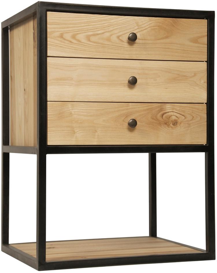 Pearce Side Table, Elm and Black Steel by Noir Furniture