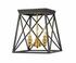 Trestle 3 Light Flush Mount in Matte Black + Olde Brass Finish by Z-Lite