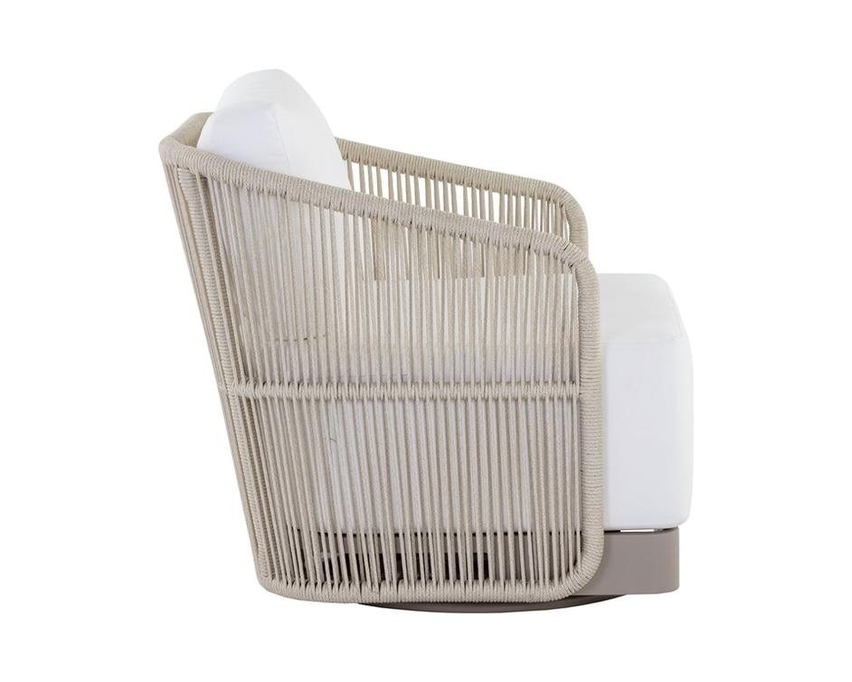 ALLARIZ SWIVEL ARMCHAIR - GREIGE - STINSON WHITE by Sunpan