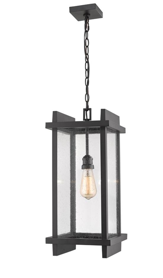 Fallow 1 Light Outdoor Chain Mount Ceiling Fixture in Black Finish by Z-Lite